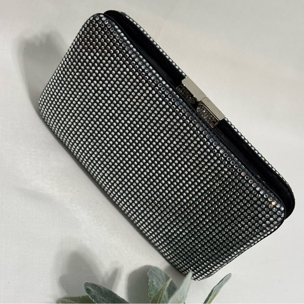 Judith Leiber Swarovski Crystal Evening Bag Clutch with Chain Mirror Comb Glam - Picture 7 of 16